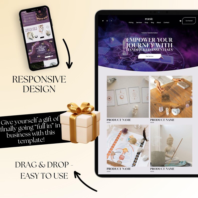 - Spiritual mystical Reiki website design for astrology and tarot practitioners.