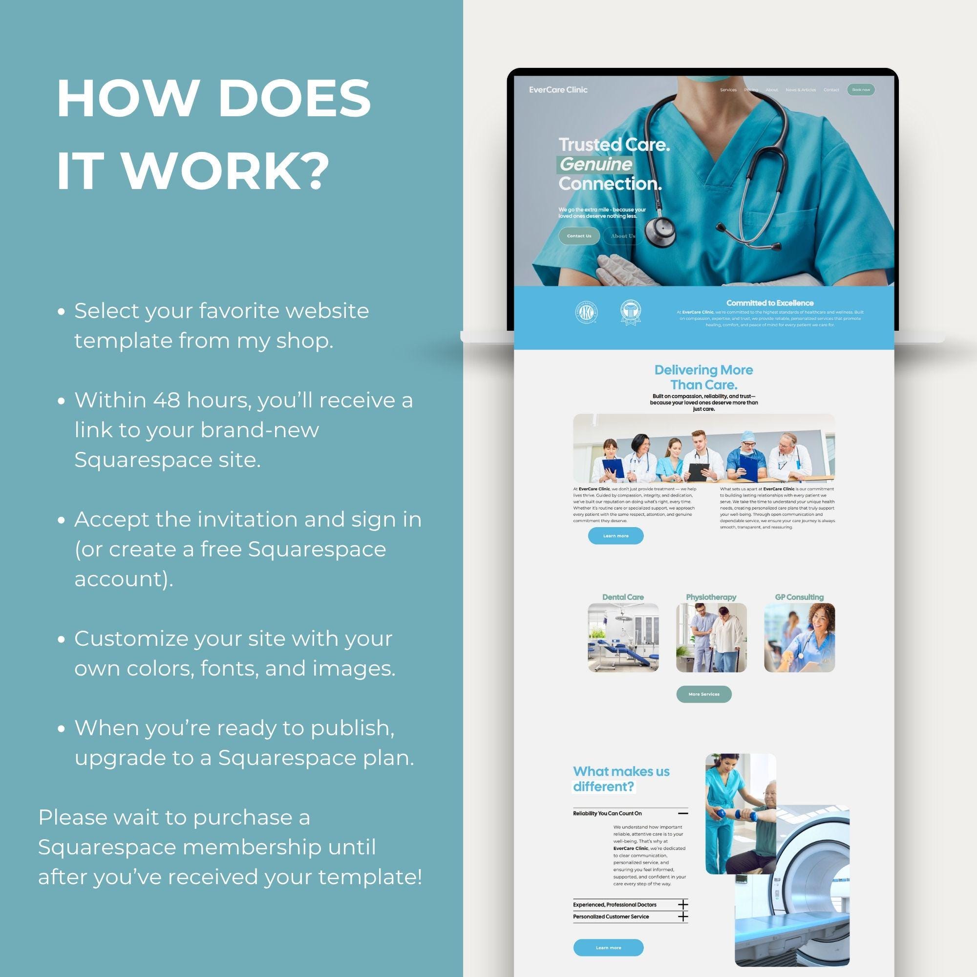 Medical Website Squarespace Template for Doctors, Medical Clinic Nurse