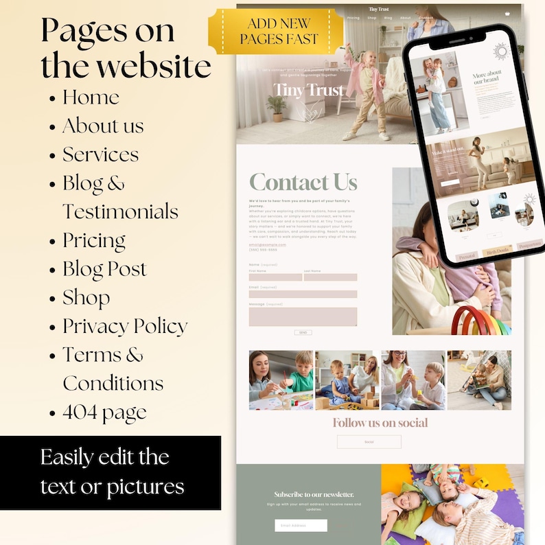 Babysitter Website Squarespace Template 71, Nanny Squarespace Website