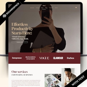 Virtual Assistant Squarespace Template 7.1, Agency, SMM Social Media Manager Website Theme, Modern VA Blogging & Coaching Squarespace Design