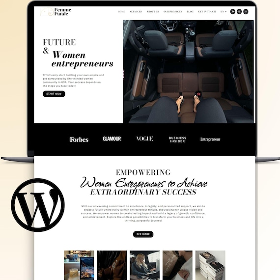 Femme Wordpress Theme, Elementor Theme wordpress website, Luxury Website Template for Coaches, Bloggers, Female Entrepreneurs blog theme
