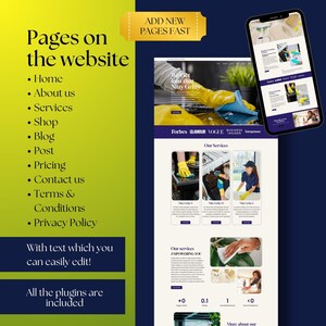 Professional Cleaning Business Website Template for WordPress and Elementor | Modern, Clean, Minimal Design | Editable Responsive Site for Cleaning Companies and Service Providers