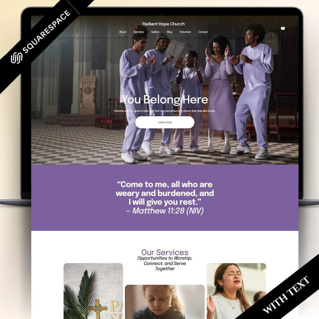 Church Website Template Squarespace Template, Squarespace 7.1 Template