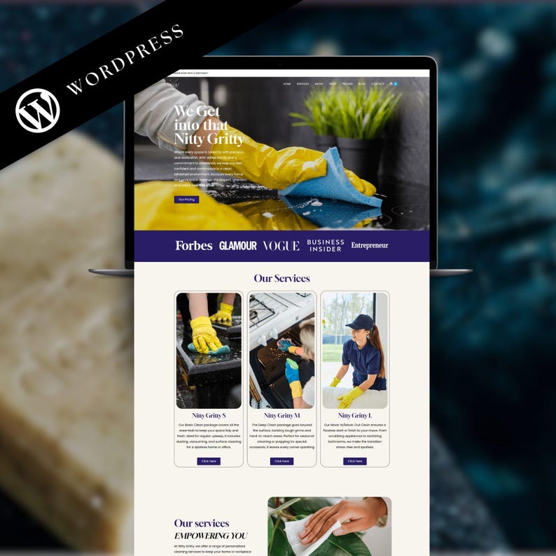 Modern Cleaning Business WordPress Website Template for Cleaning Companies and Service Providers | Editable Elementor Design | Professional Responsive Website for Cleaners and Small Businesses