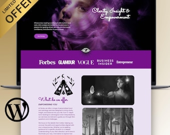 Wordpress Template Tarot Website, Tarot Reader Website, Witch Website Ecommerce Wordpress Sales Page Spiritual Blog Website Crystal Shop wix