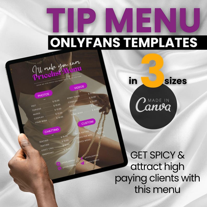 Onlyfans Tip Menu | Editable Template | Tip Menu Templates, Fansly ...