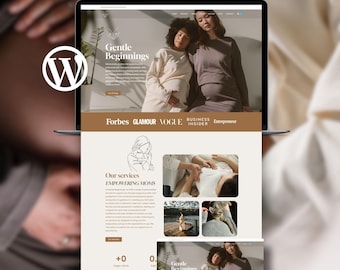 Doula Wordpress Theme, Birth Worker Elementor Theme, Business Theme Website Template Coaches Bloggers Female Entrepreneur, Ecommerce Website