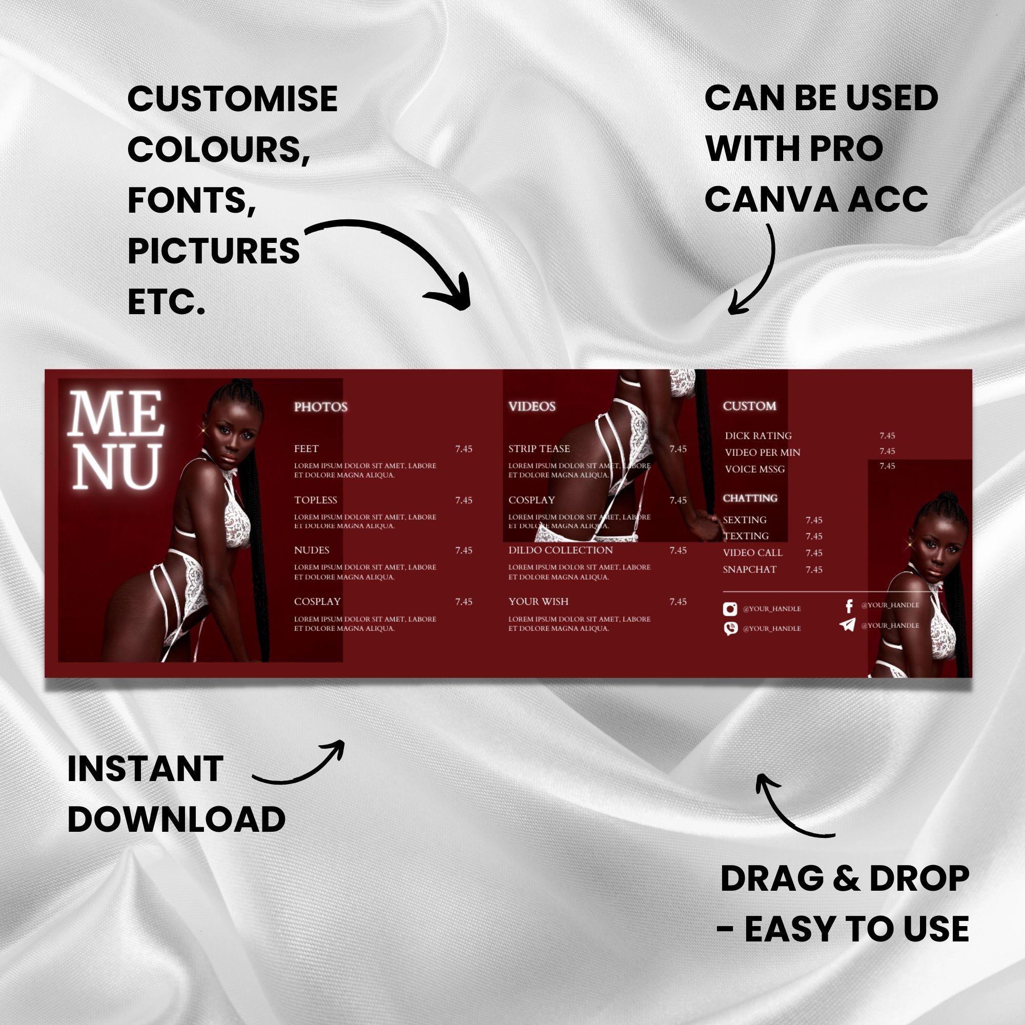 Onlyfans Tip Menu, Editable Fansly Tip Menu Template, Onlyfans ...