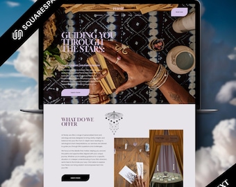 Astrology Squarespace Template, Tarot Website Theme for Spiritual Coaches — Clean, Minimal, Responsive, Editable, SEO-Optimized Design