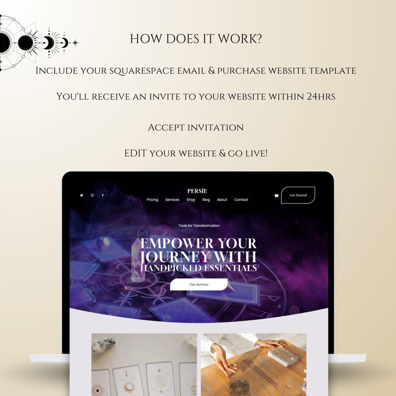 - Astrology Squarespace 71 website template for magical, intuitive, and therapy-based services.