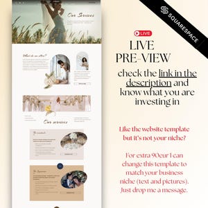 Squarespace wedding website template tailored for feminine creatives and wedding photography professionals. Ideal for showcasing your photographer studio or boutique planning services with a sleek Squarespace 71 design.