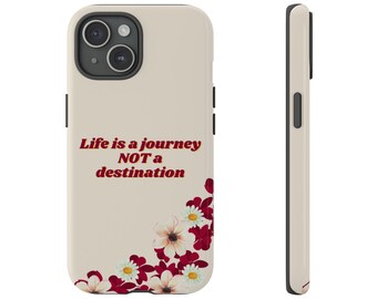 Beige bloemen iPhone-hoesje, bloemenprint telefoonhoesje, tekstprint, schattige telefoonhoes, bloemmotief