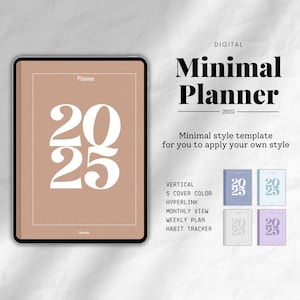 2025 Digital Planner | Aesthetic & Minimalist Weekly and Monthly Organizer | PDF Planner