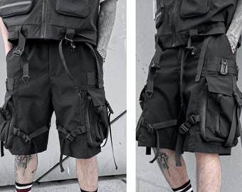 Techwear-Shorts, funktionelle Cargo-Shorts mit mehreren Taschen, Sommer-Shorts im japanischen Stil, coole Shorts für den Sommer, Cargo-Shorts