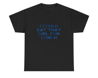 Ich könnte dieses Mädchen zum Mittagessen essen - Billie Eilish Hit me hard and soft Album T-shirt Graphic Tee Lyrik Merchandise Merch 2024 Schwarz Blau