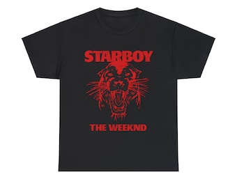 T-shirt graphique unisexe rétro vintage The Weeknd Starboy Album T-shirt Abel Tesfaye rouge et noir Merchandise Merch