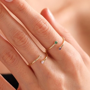 Adjustable Personalized Gemstone Ring, Handmade Jewelry,Mothers Ring,Best Friend Gift, Duo Baguette Birthstone Ring, Double Birthstone Ring