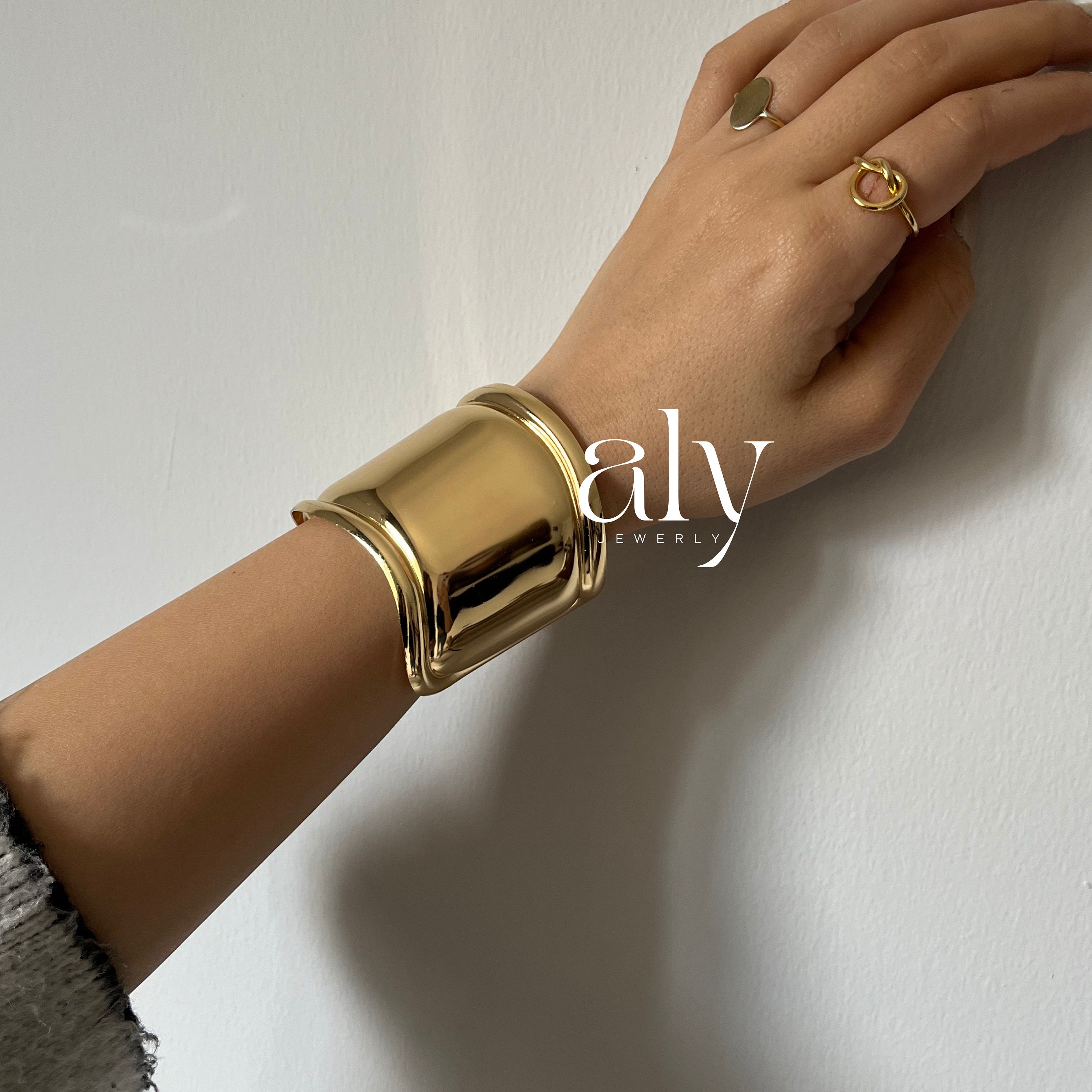 18K Gold & Silver Plated Silver Bone Cuff Bracelet,wide Open Cuff