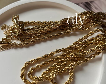 18K Gold Chain Necklace, Gold Rope Chain, Gold Rope Chain, Gold Chains , Gold Necklace Jewelry, Unisex Gold Twist Necklace