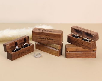 Coffret à bagues personnalisé - Coffret pour bagues de fiançailles doubles en bois - Coussin pour alliances gravé en proposition - Coffret pour alliances - Coffret à bagues gravé