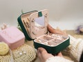 Engraved Birth Flower Travel Jewelry Box, Bridal Shower Birthday Bridesmaid Gifts for Niece  Mom Girlfriend, Jewelry Organizer Case