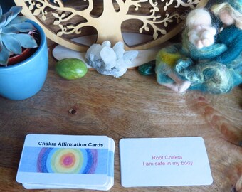 Chakra Healing Affirmation Cards ~ A4 PDF Printable ~ Rainbow Oracle Cards