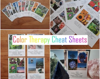 Color Therapy Cheat Sheets ~ A4 PDF Printable ~ Rainbow Oracle Cards