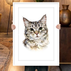 Watercolor cat portrait Custom cat portrait painting Pet portrait Pet loss gift Hand painted cat painting Pet memorial Cat lover gift