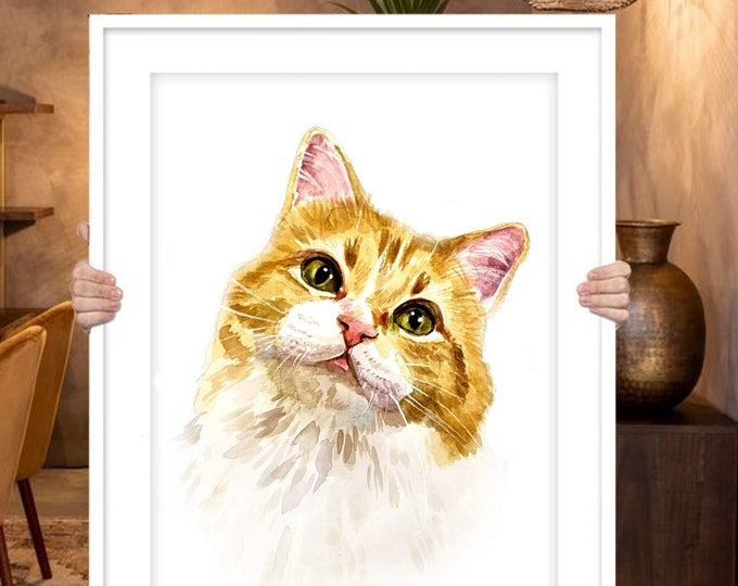 Cat Portrait Painting Pet Portrait Custom Watercolor Cat Portrait Custom Pet Portrait Personalized Cat Pet Loss Cat Painting Cat Portrait