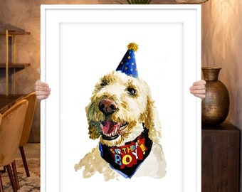 Custom Dog Portrait: Hand-Painted Watercolor Pet Memorial