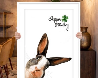 Custom Watercolor Bunny Portrait: Personalized Pet Memorial Gift