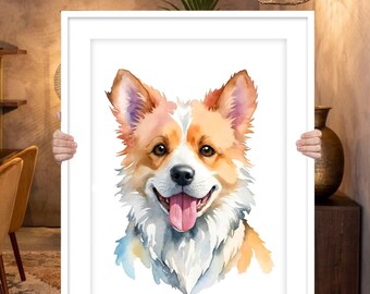 Portrait d'animal de compagnie personnalisé Aquarelle d'animal de compagnie Portrait de chien personnalisé Peinture de chien à partir d'une photo Cadeau de perte d'animal de compagnie Mémorial de chien