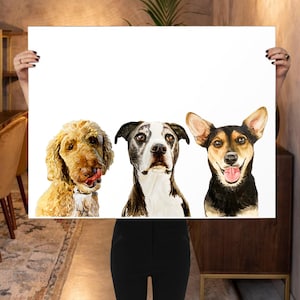 Multi dog portrait Custom multi pet portrait painting Three dog portrait Dog memorial Pet loss gift 3 pet portrait Multiple dog painting
