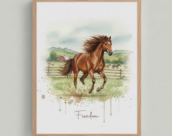 Hand Painted Watercolor Horse Portrait: Horse Memorial Painting