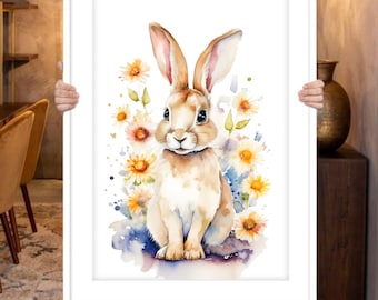 Custom Watercolor Bunny Portrait: Pet Loss Memorial Painting