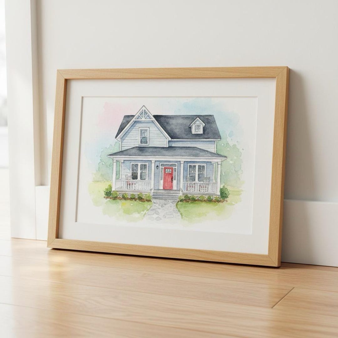 Custom Watercolor House Portrait : Personalized Housewarming Gift ...