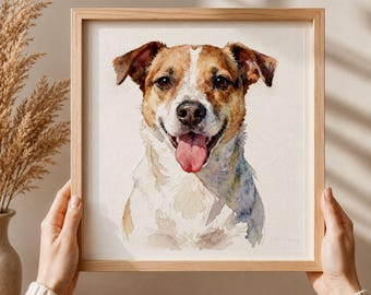 Portrait d'animal de compagnie à l'aquarelle : cadeau commémoratif de chien personnalisé