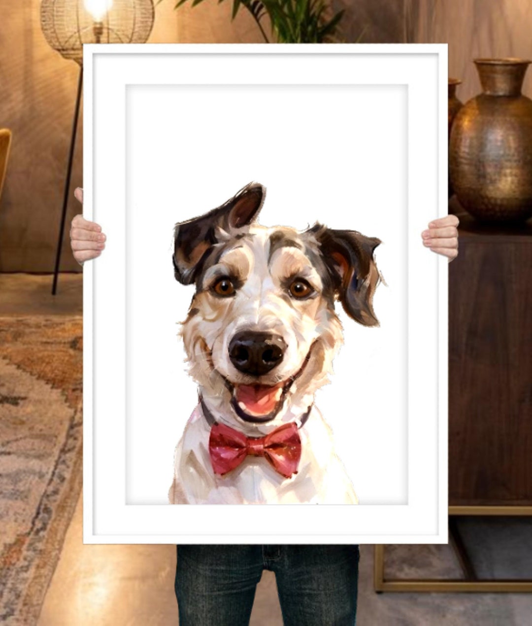 Custom Watercolor Pet Portrait: Hand-painted Dog Memorial Gift - Etsy UK