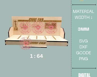 Modello per espositore ispirato a EK9 in formato SVG, DXF, codice G/file per taglio laser/download immediato