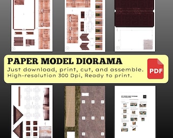 Diorama da garage stampabile in scala 1/64 – 4 progetti PDF per Hot Wheels e Matchbox – Download digitale.