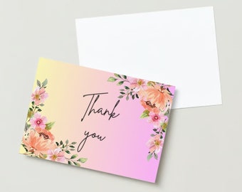Simple Pink and Yellow Gradient Thank You Card