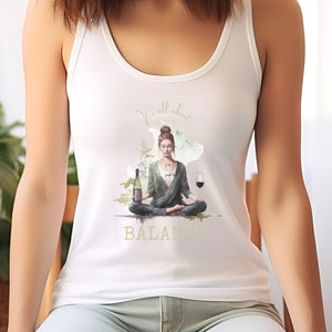 Its all about balance, boho, meditation, yoga, wine, Unisex Jersey Tank. image 3