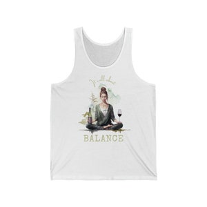 Its all about balance, boho, meditation, yoga, wine, Unisex Jersey Tank. image 2