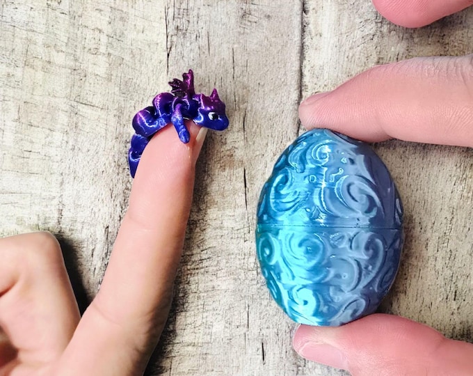 Fingerling Articulated Dragon (~1.2") | Mini 3D Printed Flexi Fidget | Optional Matching 2” Egg Bundle