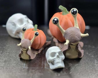 Special Edition Pumpkin Snail – 8” Articulated Flexi Desk Pet – Halloween Collectible
