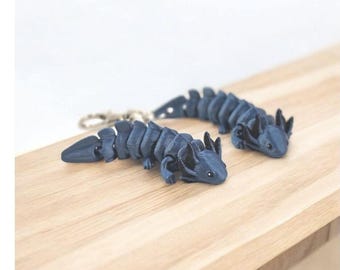 Llavero Nano Axolotl – Mini juguete antiestrés articulado de 5 cm / Compañero flexible y posable para escritorio y bolso