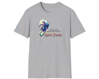 Mark Twain Educated Quote White Unisex Softstyle T-Shirt