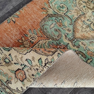 3x9 Red Green Blue Beige Turkish Runner, 3x9 Vintage Runner, Oushak Bedroom Hallway Bathroom Living Room Runner Rug,Home Decor, 2.6x9.4 Ft