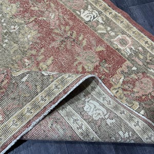 4x8 Pink Beige Brown Turkish Rug, 4x8 Vintage Rug, Oushak Kitchen Kids Bedroom Bathroom Living Room Dorm Medium Rug, Home Decor, 4.4x7.5 Ft