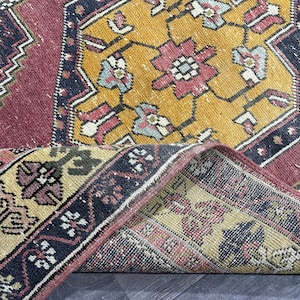 3x9 Red Orange Blue Green Turkish Runner, 3x9 Vintage Runner, Oushak Kitchen Bedroom Hallway Livingroom Runner Rug, Home Decor, 3.3x9.3 Ft